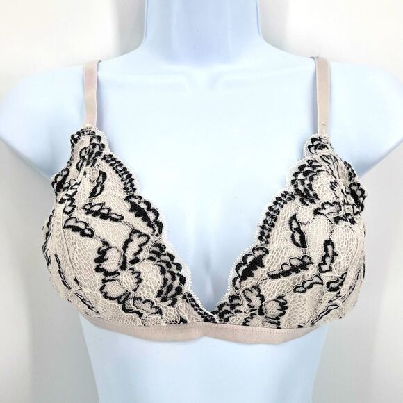 La Senza Gray & Black Lace Large no wire lightly lined - Picture 2 of 9